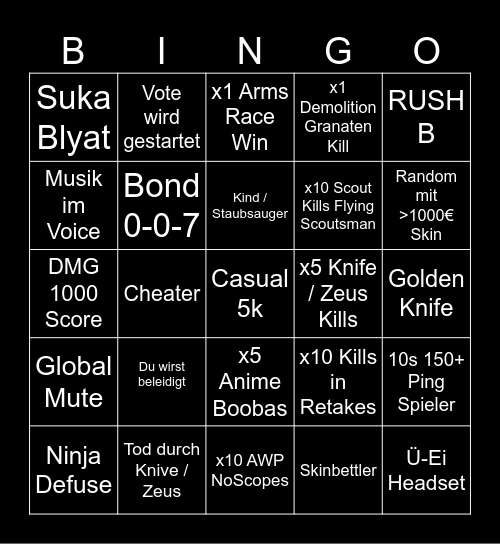 CS 2 Bingo Card
