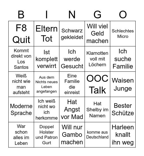 Einreise Bingo Card
