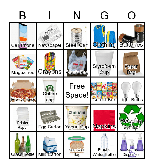 RECYCLING Bingo Card