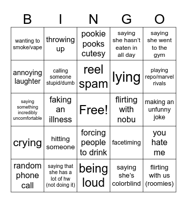 Jazu bingo Card