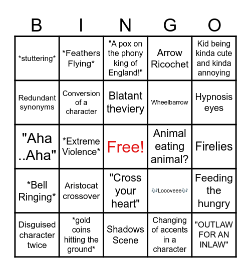 IT'S ROBIN HOOD! Bingo Card