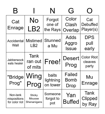 M6S PF Bingo Card