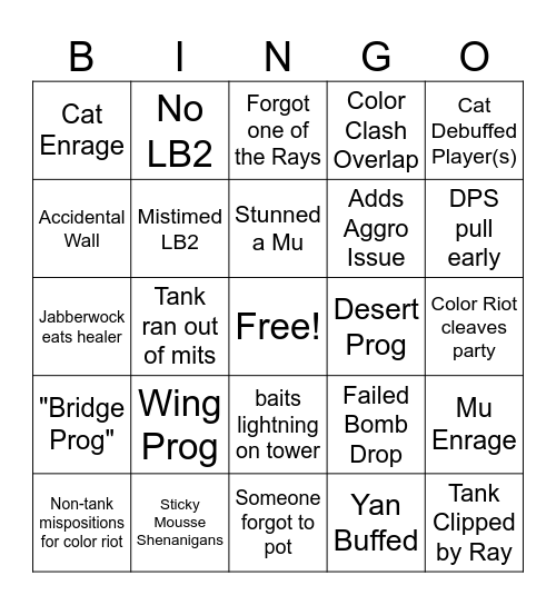 M6S PF Bingo Card
