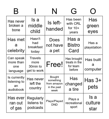 People Bingo Card