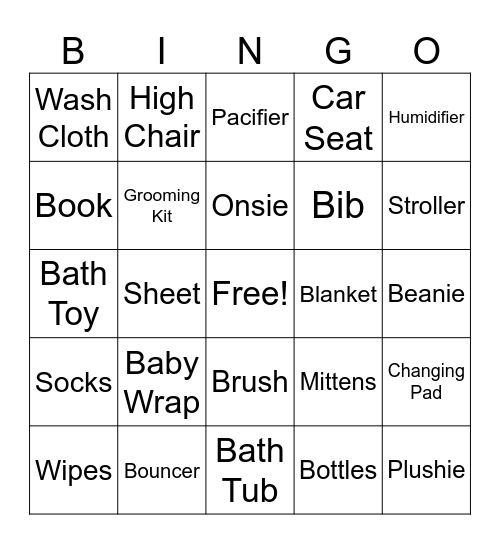 Baby Shower Bingo Card
