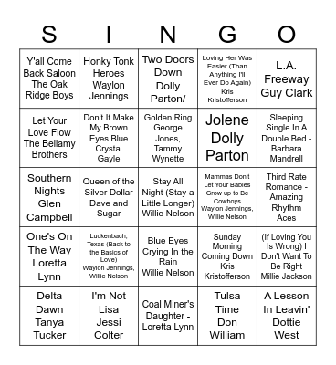 COUNTRY  - VOL. 1 Bingo Card
