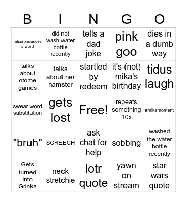 Mika Bingo Card
