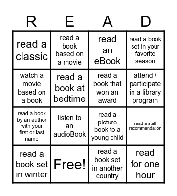 READING CHALLENGE Bingo Card