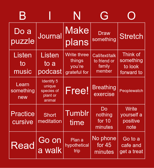 Homunculus maintenance Bingo Card