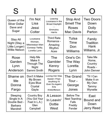 COUNTRY - VOL. 1 Bingo Card