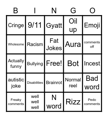 Insta Reelz Bingo Card