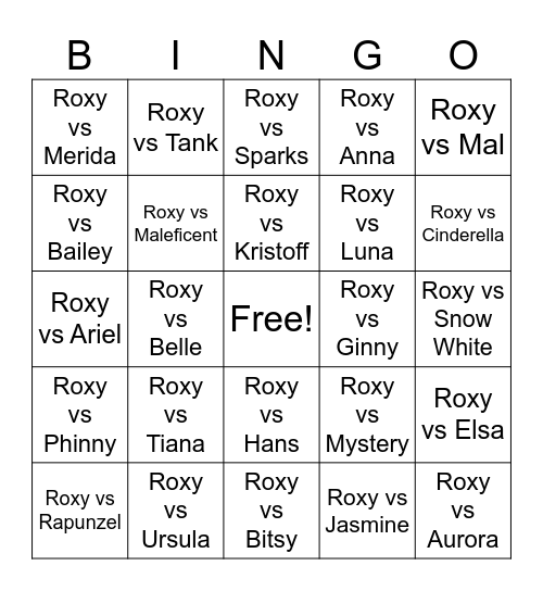 00:00 Bingo Card