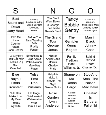 COUNTRY - VOL. 1 Bingo Card