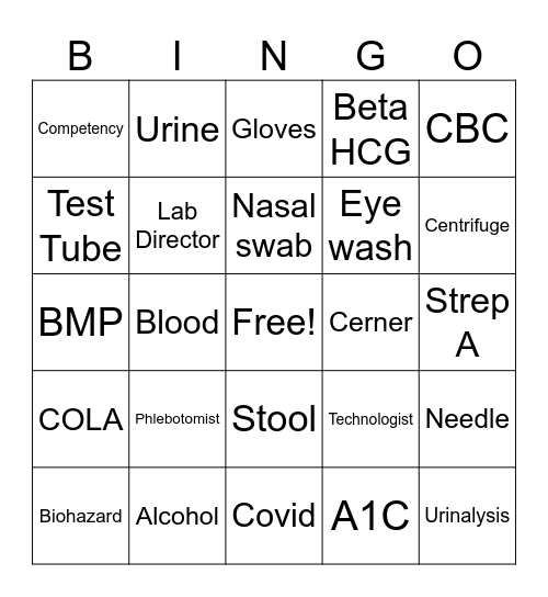 Mystery Lab Bingo Card