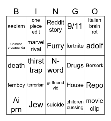 Insta reels Bingo Card