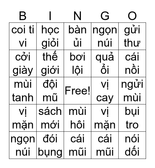 VN4 - Bài 1 & 2 Bingo Card