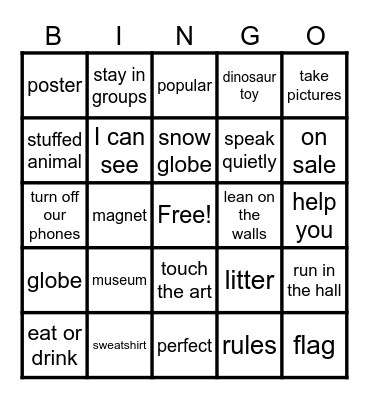 Boost Up 5 Unit 7: At the Museum Bingo Card