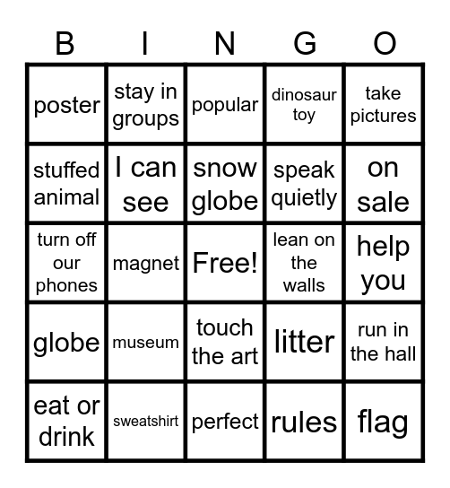 Boost Up 5 Unit 7: At the Museum Bingo Card