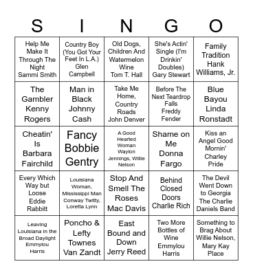 COUNTRY - VOL. 1 Bingo Card