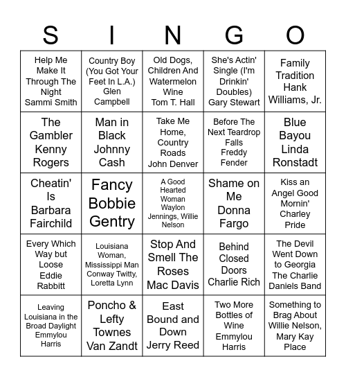 COUNTRY - VOL. 1 Bingo Card