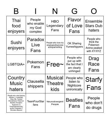 Jordyn's Updated Green Flag Bingo Card