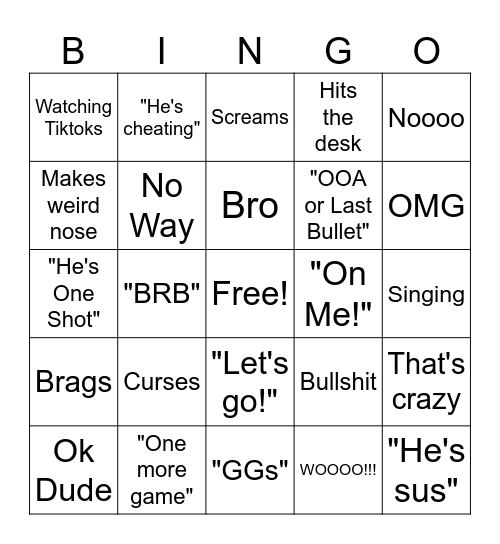Tarkov Card Bingo Card
