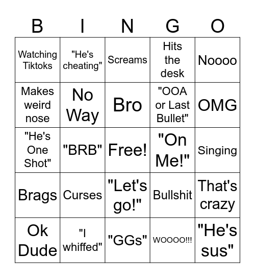 Tarkov Card Bingo Card