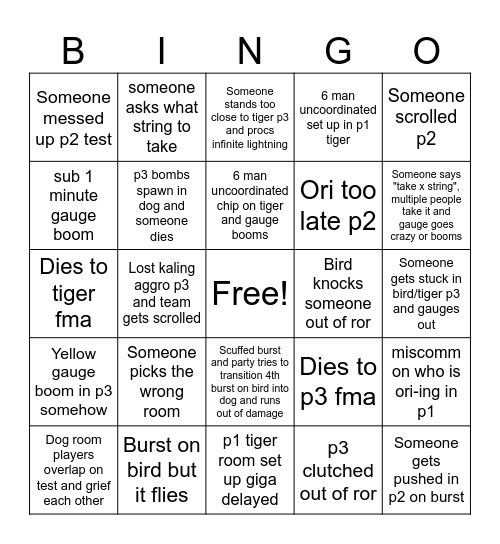 Kaling Bingo Card