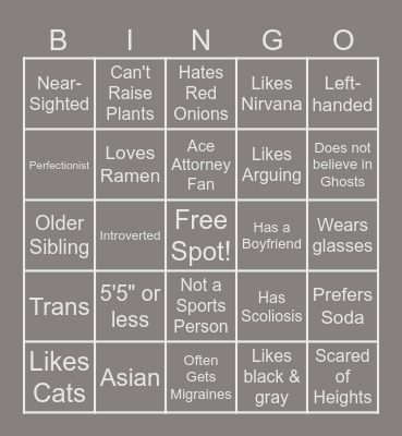Silver Similarities Bingo Card