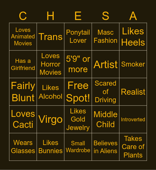 Chesa Similarities Bingo Card