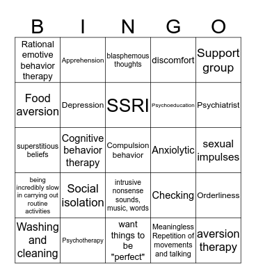 OCD  Bingo Card