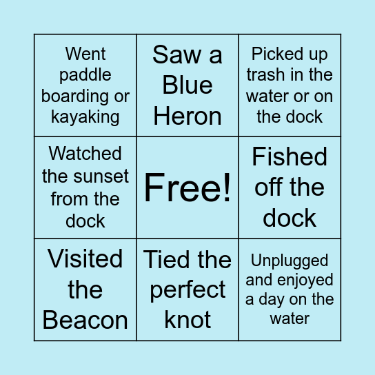 Chesapeake Harbour Summer Bingo Card