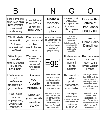 April NN: the French, Native Plants, the Comics Code Authority! Bingo Card