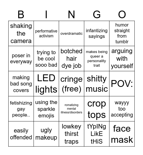 2020 cringe bingo Card