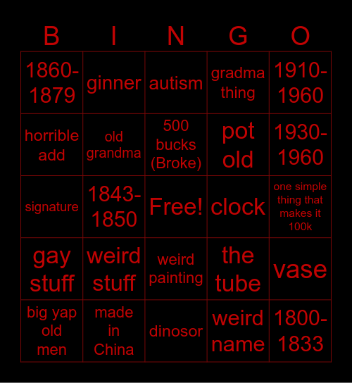antipue Bingo Card