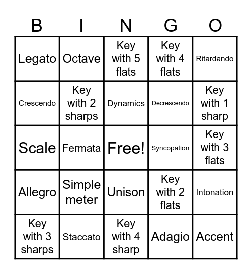 Band Bingo-Girtmon Bingo Card
