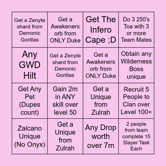 THE UNFORGED BINGO Card