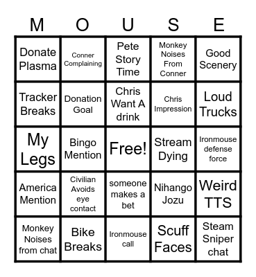 CdogVA CYCLETHON Bingo Card