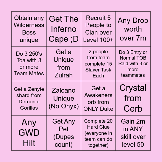 THE UNFORGED BINGO Card