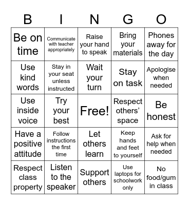 8 English Expectations Bingo Extravaganza! Bingo Card