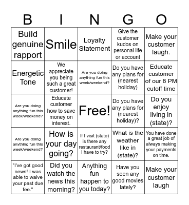 Blackout Bingo Card