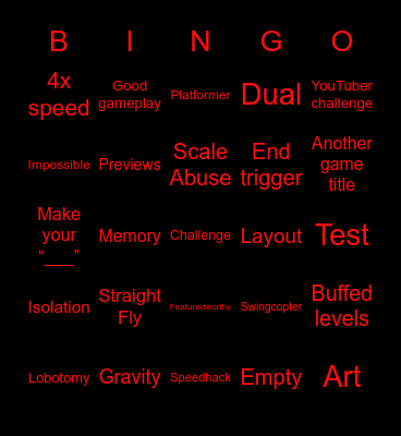 Geometry Dash 2.2 Bingo Card