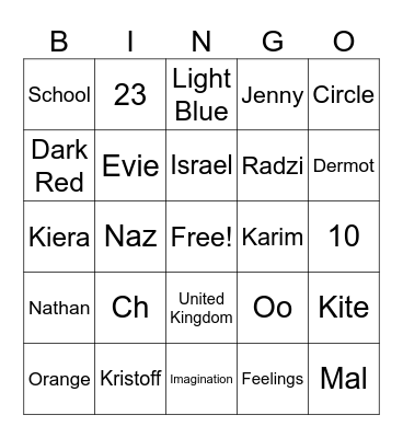 00:00 Bingo Card