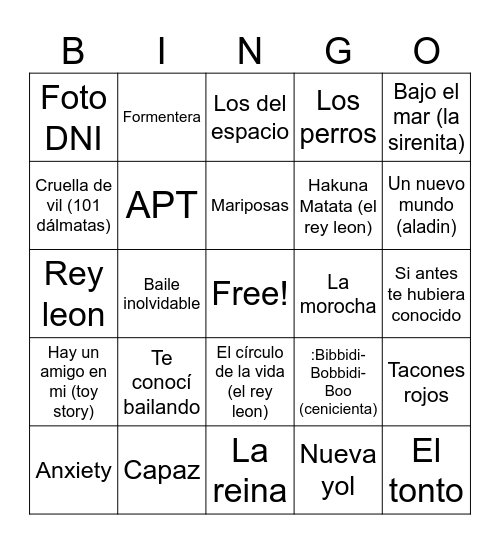 Bingo Stage Bingo Card