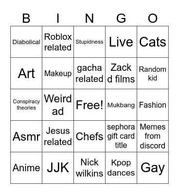Fyp Bingo Card