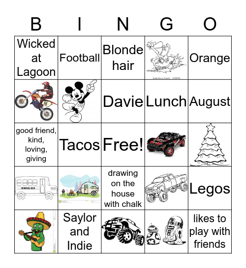 Oliver Bingo!! Bingo Card
