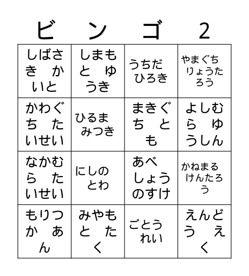 クン　チュー　アライ　K。 Bingo Card