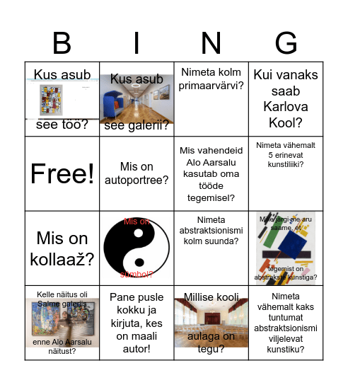 Kunsti Bingo Card
