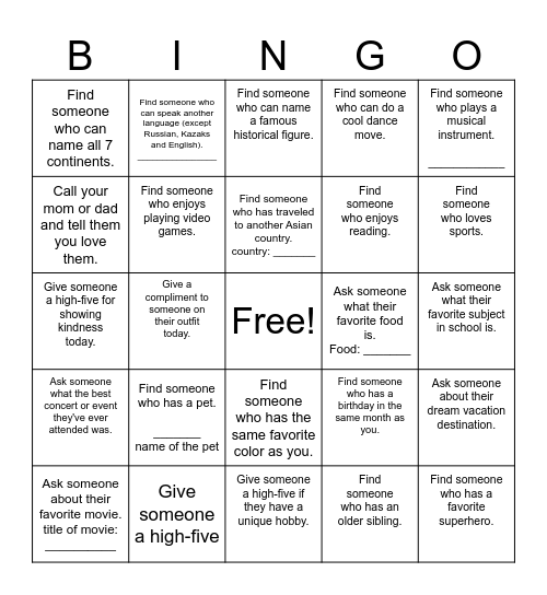 FINE...FINE AFTERNOON Bingo Card