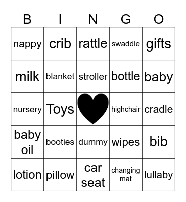 Baby shower bingo Card
